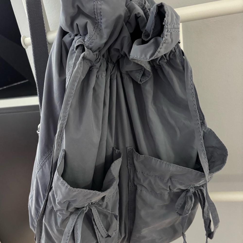 Zara Gray Drawstring Backpack Tote - image 2